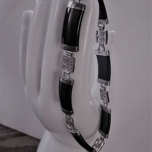 VTG  BLACK ONYX ASIAN STYLE 925 SILVER BRACELET